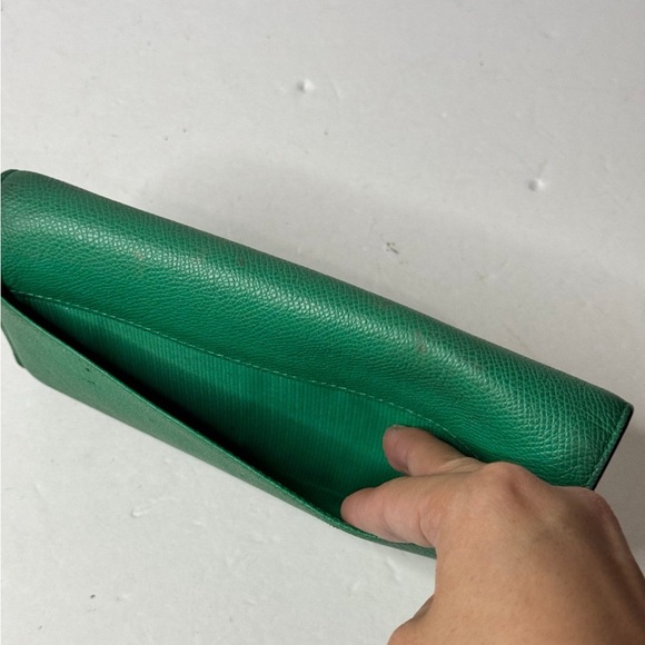 Coach Embossed Textured Leather Slim Envelope Wallet Pouch Green - Picture 6 of 12